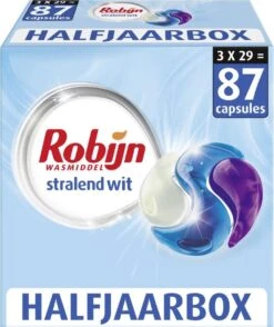 Robijn Stralend Wit Wascapsules - 3 X 29 Wasbeurten - Halfjaarbox