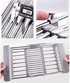 IBright Verstelbare Keukenrek - Gootsteen Mand - Afdruiprek – Vergiet – Verstelbaar In Lengte - Uitschuifbaar - RVS Grijs -Dagelijkse Benodigdheden Winkel 1017x1200 4