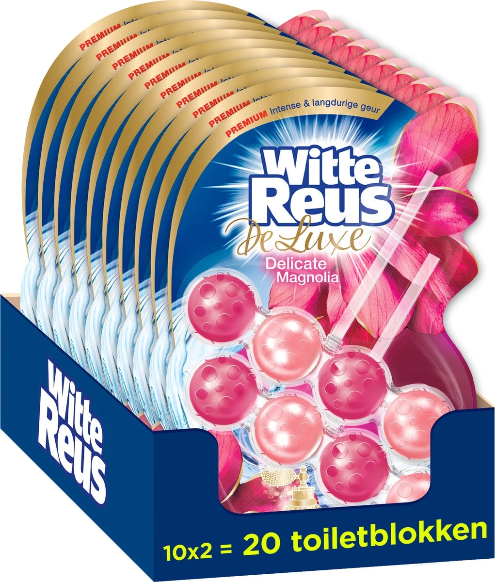 Witte Reus DeLuxe Toiletblok - Delicate Magnolia - WC Blokjes Voordeelverpakking - 20 Stuks 1 Witte Reus DeLuxe Toiletblok - Delicate Magnolia - WC Blokjes Voordeelverpakking - 20 Stuks