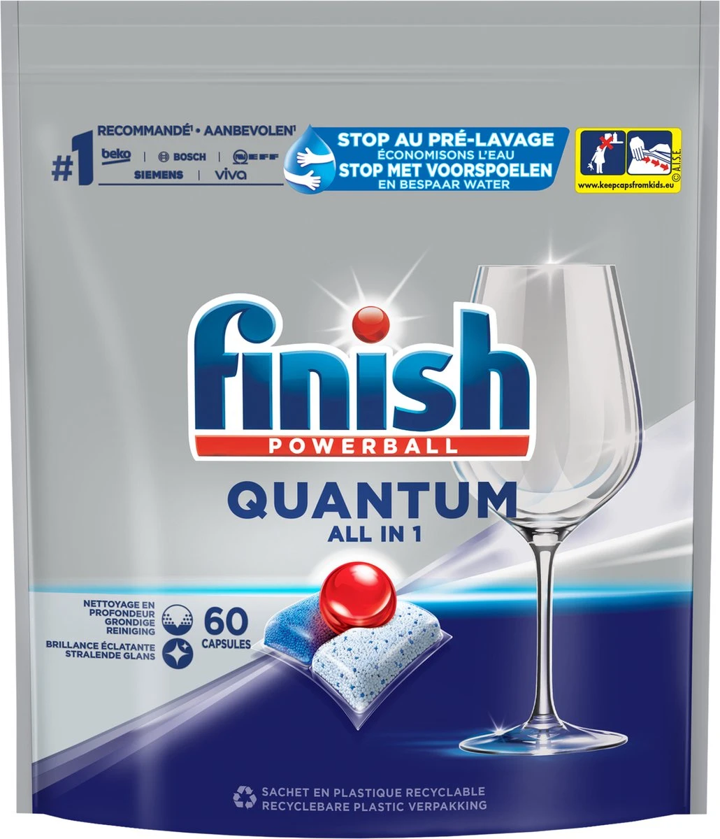Finish Quantum All In One Regular Vaatwastabletten - 60 Capsules 1 Finish Quantum All In One Regular Vaatwastabletten - 60 Capsules