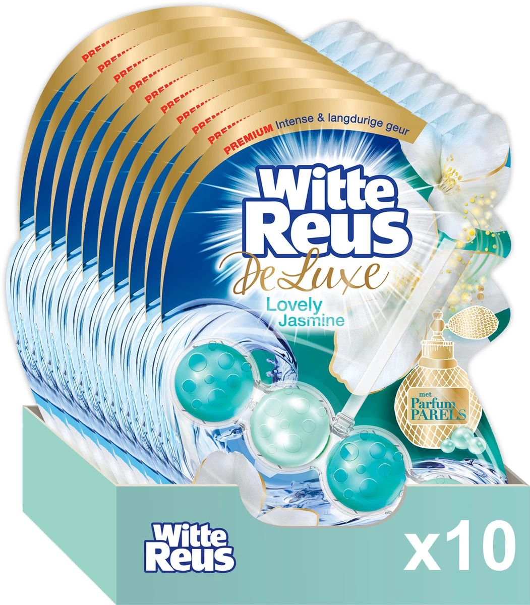 Witte Reus DeLuxe Toiletblok - Lovely Jasmine - WC Blokjes Voordeelverpakking - 10 Stuks 1 Witte Reus DeLuxe Toiletblok - Lovely Jasmine - WC Blokjes Voordeelverpakking - 10 Stuks