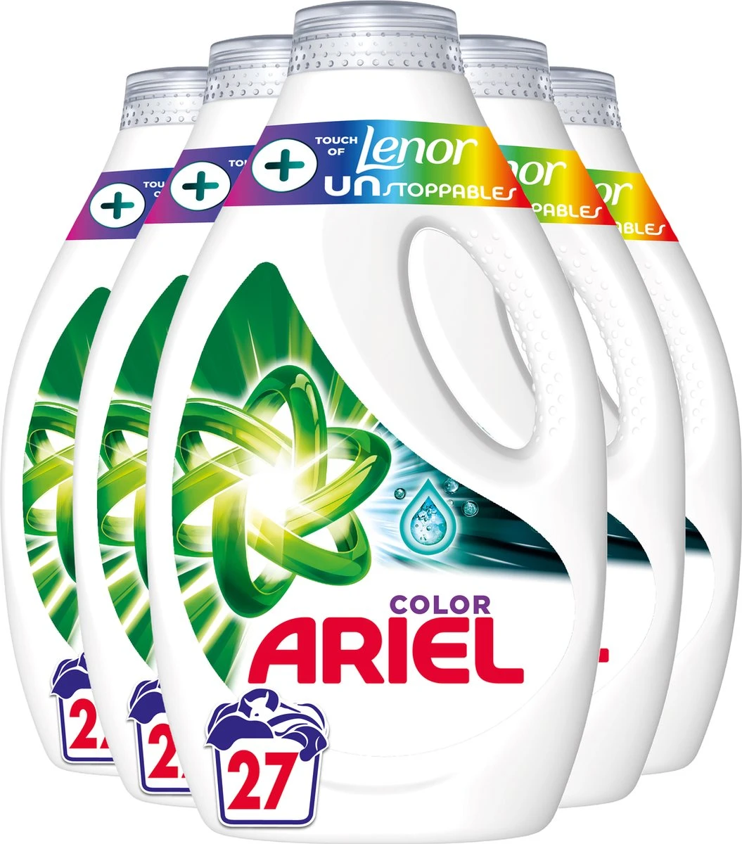 Ariel Vloeibaar Wasmiddel + Touch Van Lenor Unstoppables - 5 X 27 Wasbeurten - Voordeelverpakking 1 Ariel Vloeibaar Wasmiddel + Touch Van Lenor Unstoppables - 5 X 27 Wasbeurten - Voordeelverpakking