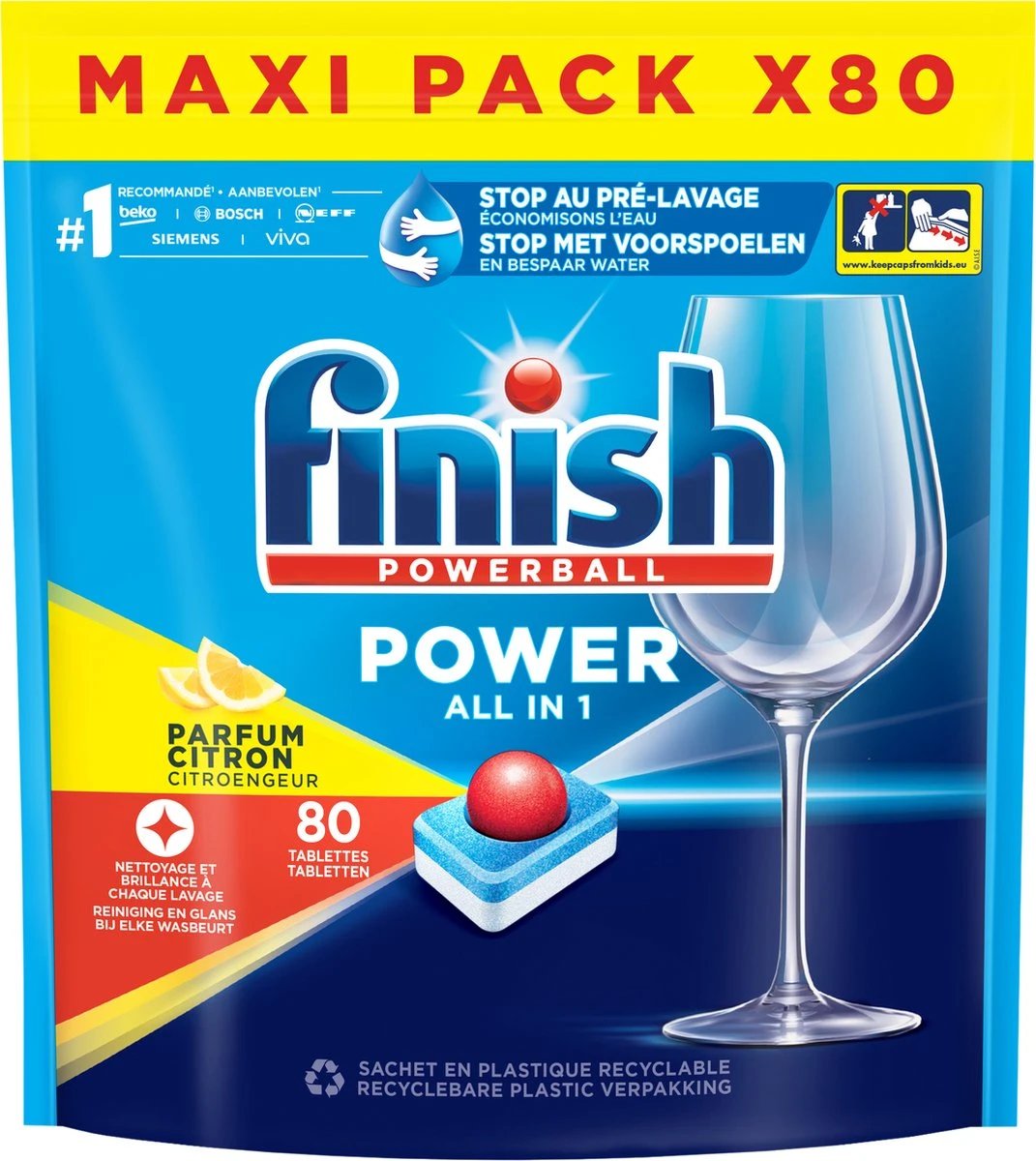 Finish Power All In One Citroen Vaatwastabletten - 80 Stuks 1 Finish Power All In One Citroen Vaatwastabletten - 80 Stuks