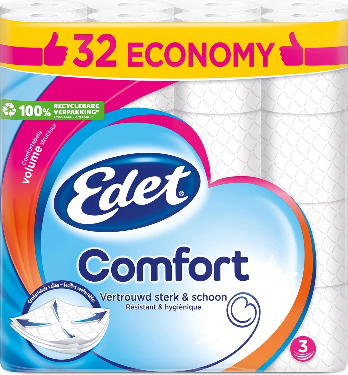 Edet Comfort - 3-laags Wc Papier - 32 Rollen 1 Edet Comfort - 3-laags Wc Papier - 32 Rollen