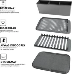 Afdruiprek Met Lekbak - Inclusief Afdruipmat - Opvouwbaar - Afwasrek Met Uitneembare Bestekhouder - Voor Bestek, Borden, Pannen En Schalen -Dagelijkse Benodigdheden Winkel 1167x1200 1