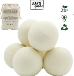 Jean's Goods Drogerballen - Droogballen - Wasdrogerballen - Wasdroger Ballen - Wasbol - Wasbollen - Wasballen - Energiebesparende Producten - Energiebesparend - Duurzaam Cadeau - RWS Wol - Zero Waste - Wasverzachter - Beige - 6 Stuks -Dagelijkse Benodigdheden Winkel 1167x1200