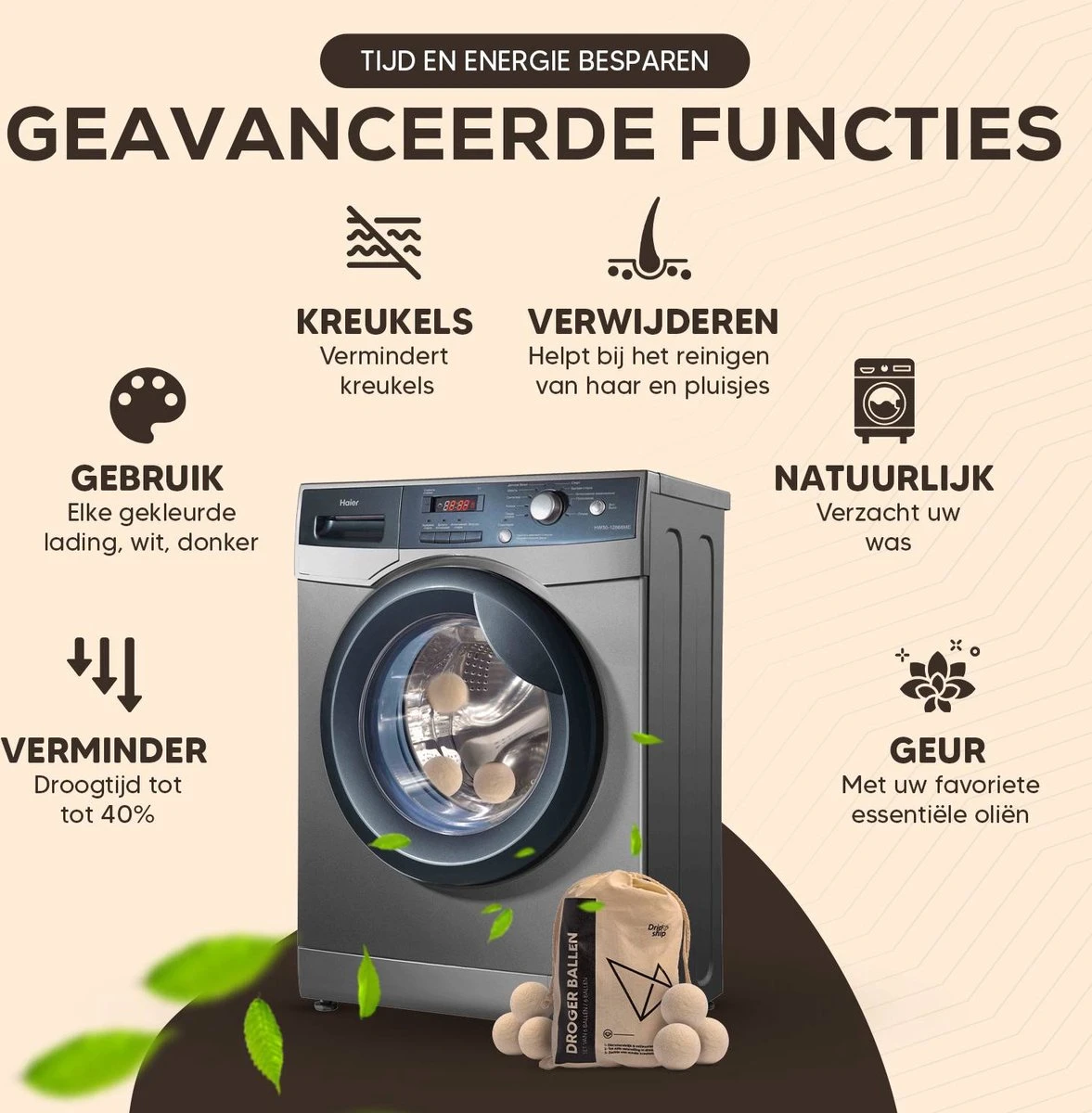 Drogerballen - Droogballen - Wasdrogerballen - Dryerballs - 6 Stuks - XL Formaat - Wol - Set 4 Drogerballen - Droogballen - Wasdrogerballen - Dryerballs - 6 Stuks - XL Formaat - Wol - Set - Afbeelding 4