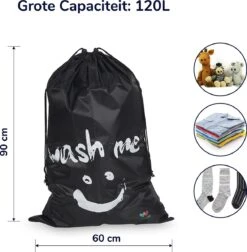 Wonair - Grote Waszak - Laundry Bag - Wash Me - 60x90cm - Zwart - Met Trekkoord -Dagelijkse Benodigdheden Winkel 1178x1200 2
