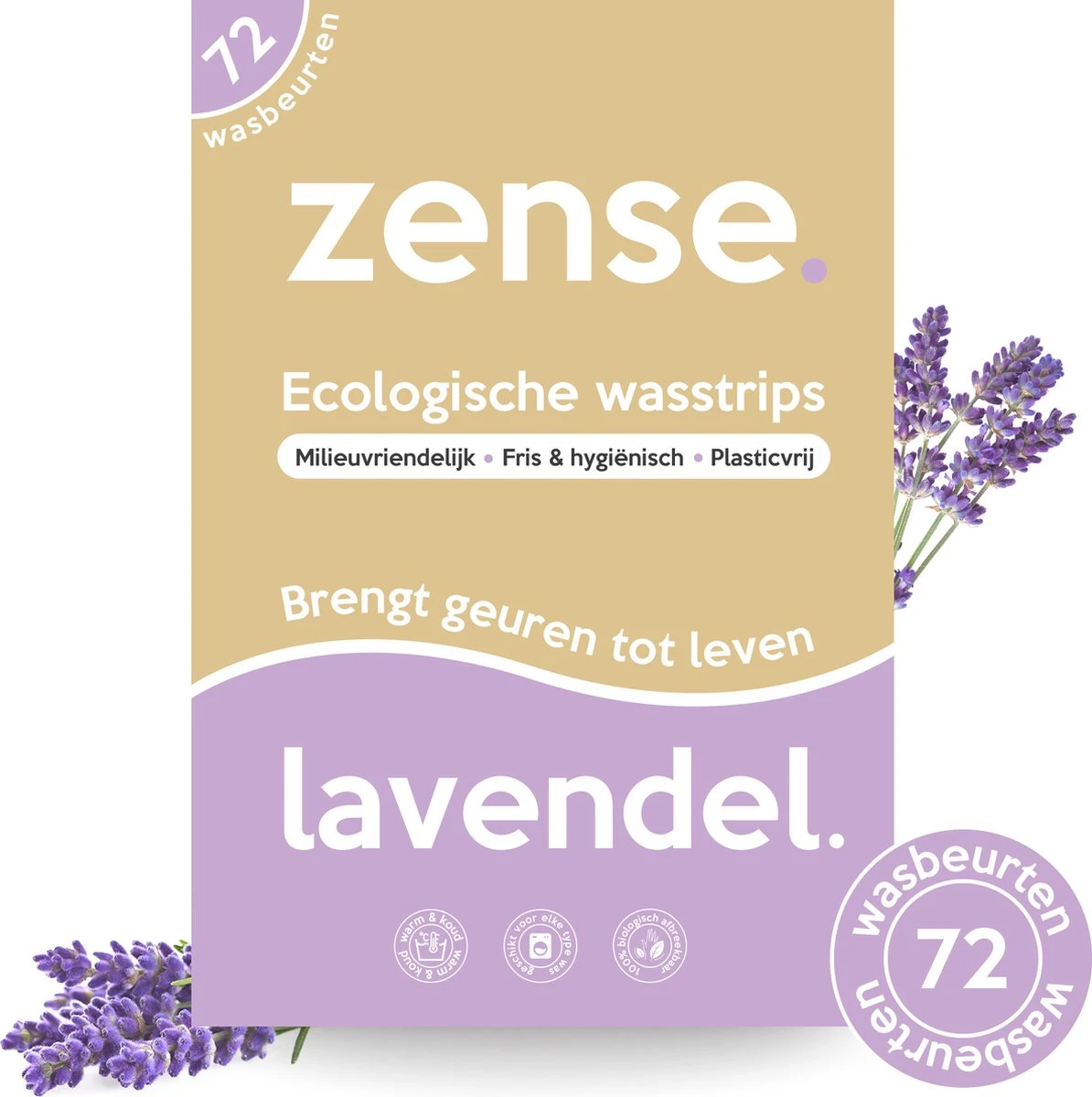 Zense Eco Wasmiddel Wasstrips - 72 Grote Wasbeurten - Lavendel - Wasmiddeldoekjes 1 Zense Eco Wasmiddel Wasstrips - 72 Grote Wasbeurten - Lavendel - Wasmiddeldoekjes