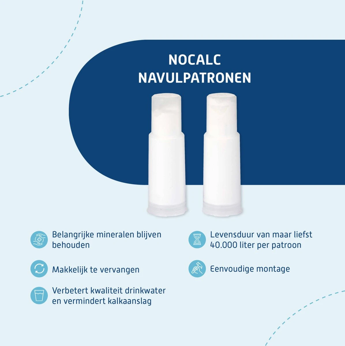 NoCalc Navulpatronen - 2 Stuks - Gebruik I.c.m. Electronic Sensor - Waterontharder - Waterontkalker 3 NoCalc Navulpatronen - 2 Stuks - Gebruik I.c.m. Electronic Sensor - Waterontharder - Waterontkalker - Afbeelding 3