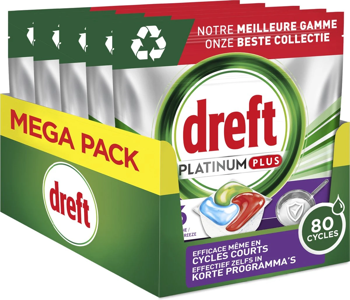 Dreft Platinum Plus All In One Machine Clean - Vaatwastabletten - 80 Tabletten 3 Dreft Platinum Plus All In One Machine Clean - Vaatwastabletten - 80 Tabletten - Afbeelding 3
