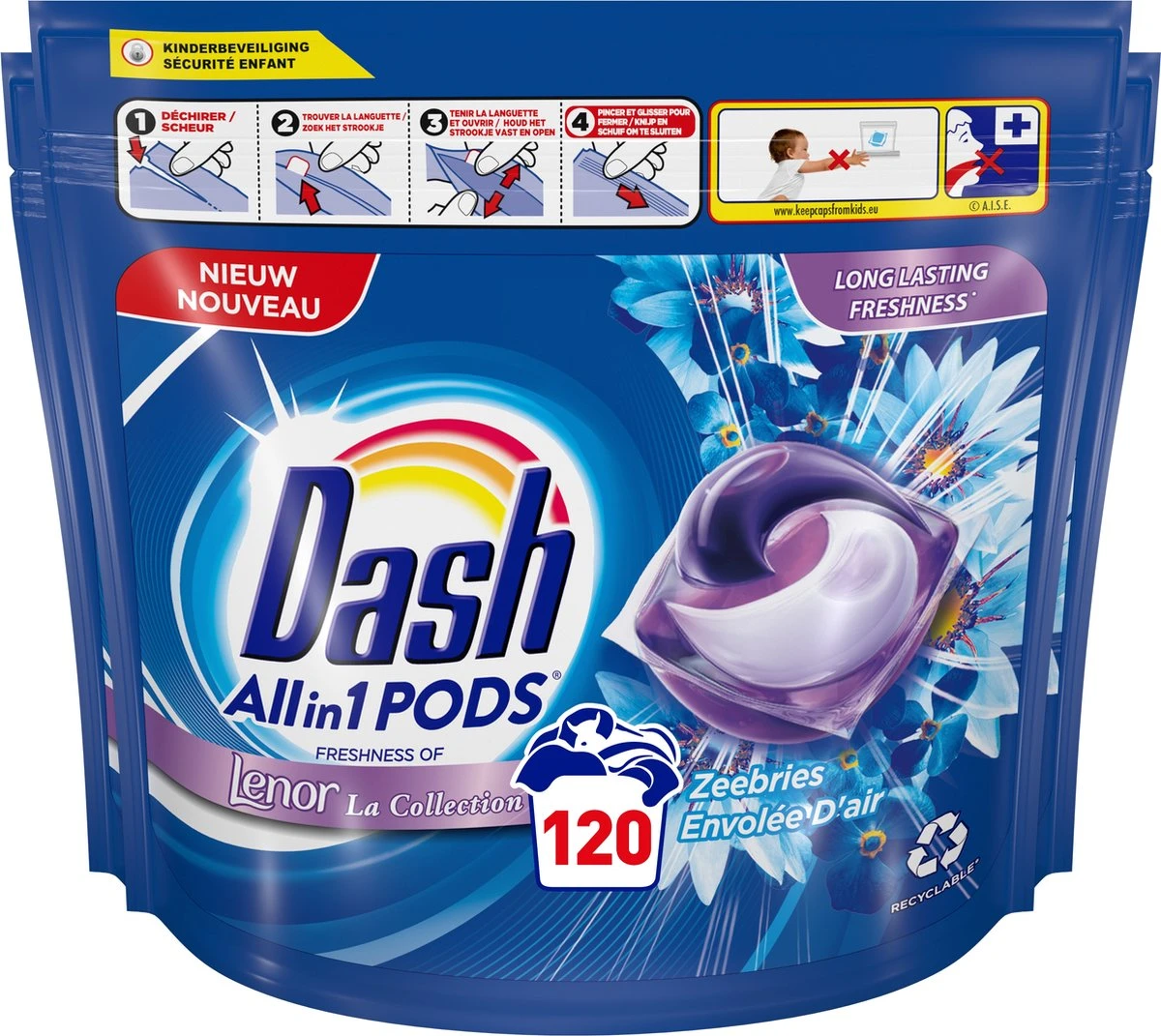 Dash All In 1 Wasmiddel Pods - Oceaanrust Wascapsules - Voordeelverpakking 3 X 40 Wasbeurten 1 Dash All In 1 Wasmiddel Pods - Oceaanrust Wascapsules - Voordeelverpakking 3 X 40 Wasbeurten