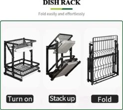 TammaT - Afdruiprek Met Lekbak 2 Laags – Inklapbaar - Afwasrek – Met 2 Lekbakken – Extra Accessories Voor Servies En Snijplanken - RVS - 38x35x26,5cm 21 TammaT - Afdruiprek Met Lekbak 2 Laags – Inklapbaar - Afwasrek – Met 2 Lekbakken – Extra Accessories Voor Servies En Snijplanken - RVS - 38x35x26,5cm -Dagelijkse Benodigdheden Winkel 1200x1076