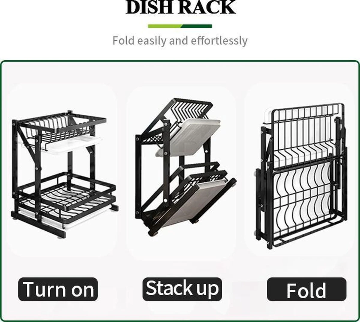 TammaT - Afdruiprek Met Lekbak 2 Laags – Inklapbaar - Afwasrek – Met 2 Lekbakken – Extra Accessories Voor Servies En Snijplanken - RVS - 38x35x26,5cm 10 TammaT - Afdruiprek Met Lekbak 2 Laags – Inklapbaar - Afwasrek – Met 2 Lekbakken – Extra Accessories Voor Servies En Snijplanken - RVS - 38x35x26,5cm - Afbeelding 10