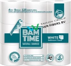 BAMTIME BamboeTissuepapier 4-laags Wc Papier - Wit Color Gebleekt 27 (3*9) Rollen -Dagelijkse Benodigdheden Winkel 1200x1115 1
