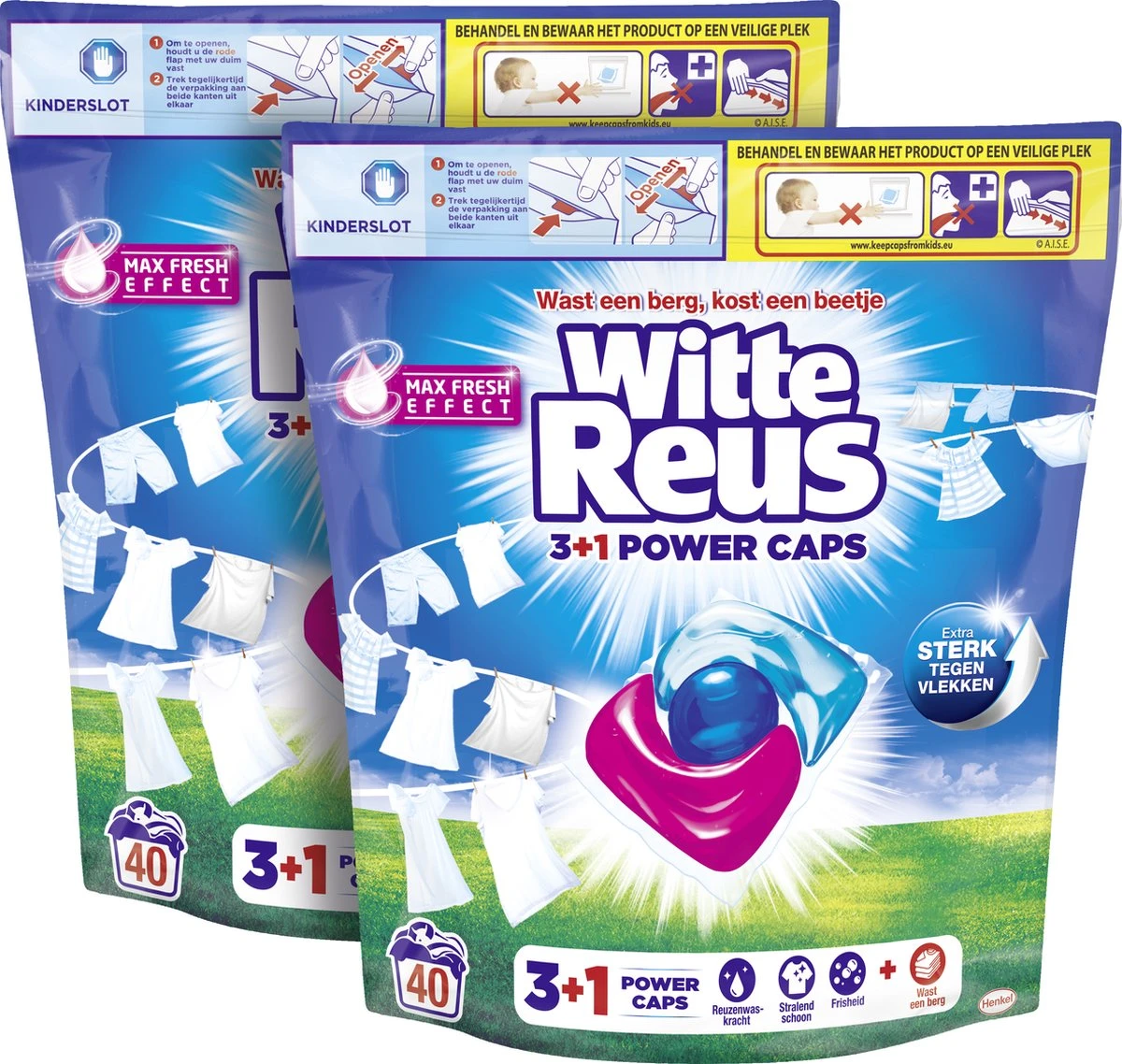 Witte Reus Power Caps Wascapsules - Wasmiddel Capsules - Voordeelverpakking - 2x40 Wasbeurten 3 Witte Reus Power Caps Wascapsules - Wasmiddel Capsules - Voordeelverpakking - 2x40 Wasbeurten - Afbeelding 3