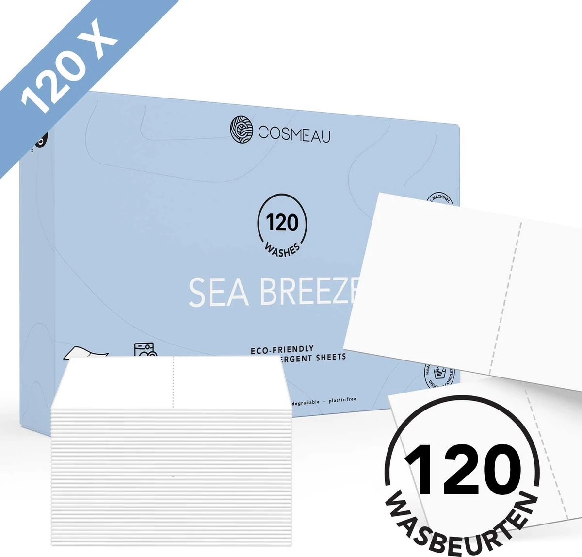 Cosmeau Wasmiddel Wasstrips 120 Wasbeurten Zeebries Wasvellen Wasdoekjes Detergent Sheets Eco Laundry Strips - Cosmo Cosmea Kosmo 1 Cosmeau Wasmiddel Wasstrips 120 Wasbeurten Zeebries Wasvellen Wasdoekjes Detergent Sheets Eco Laundry Strips - Cosmo Cosmea Kosmo