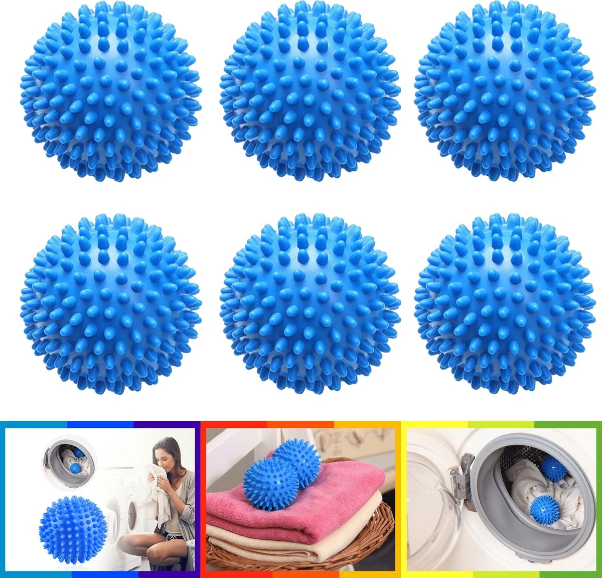 Merkloos Droger Ballen PVC – Herbruikbare Wasdroger Bollen – Snellere Droogtijd – - Wasbollen - 6 Stuks 1 Merkloos Droger Ballen PVC – Herbruikbare Wasdroger Bollen – Snellere Droogtijd – - Wasbollen - 6 Stuks