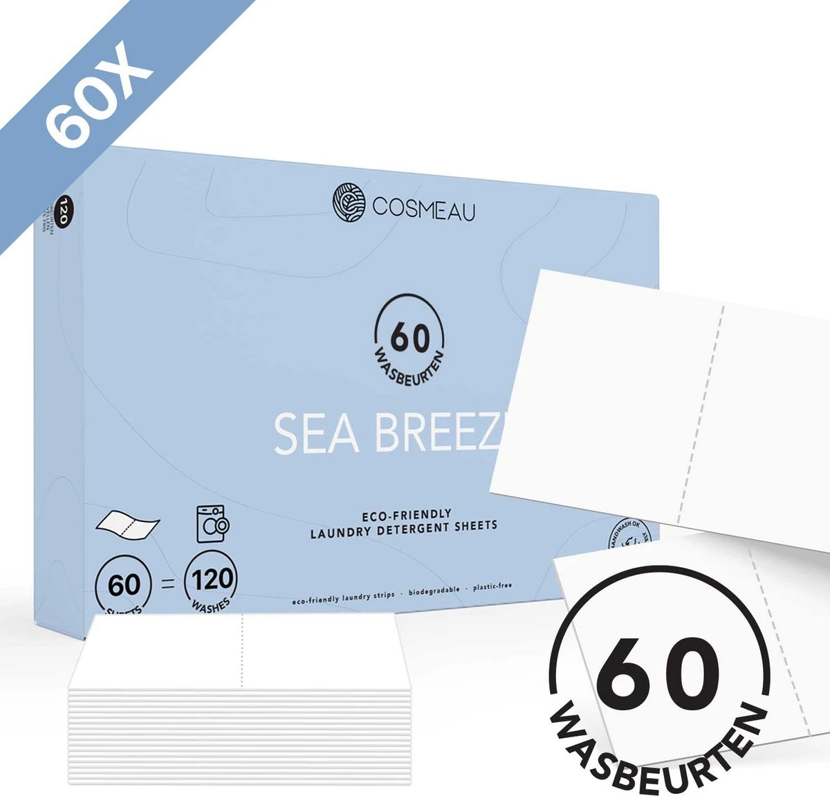Cosmeau Wasstrips 60 Wasbeurten Zeebries Wasmiddel Wasvellen Wasdoekjes Detergent Sheets Eco Laundry Strips - Plasticvrij Biologisch Eco 1 Cosmeau Wasstrips 60 Wasbeurten Zeebries Wasmiddel Wasvellen Wasdoekjes Detergent Sheets Eco Laundry Strips - Plasticvrij Biologisch Eco