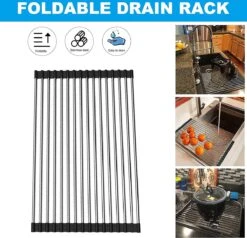 IBright Oprolbare Afdruiprek - Pannen Rooster Hittebestendig - Afdruiprooster - Pannenonderzetter - RVS Zwart -Dagelijkse Benodigdheden Winkel 1200x1155 2