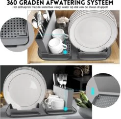 Afdruiprek Met Lekbak - Inclusief Afdruipmat - Opvouwbaar - Afwasrek Met Uitneembare Bestekhouder - Voor Bestek, Borden, Pannen En Schalen -Dagelijkse Benodigdheden Winkel 1200x1176 2