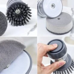 Afwasborstel Met Zeepdispenser – Met 3 Verschillende Opzet Stukken – Inclusief Houder – Grijs – Afwas Borstel Zeepreservoir – Zeep Handborstel – Doseerpomp – Afwasmiddel Dispenser – Navulbaar -Dagelijkse Benodigdheden Winkel 1200x1189 10