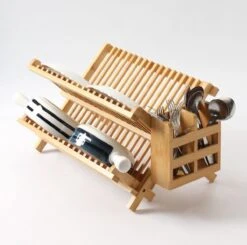 Merkloos Decopatent® Afdruiprek Voor Afwas - Bamboe - Hout - Inklapbaar Afdruiprek - Afwasrekje Inclusief Bestekhouder - Afwas Druiprek -Dagelijkse Benodigdheden Winkel 1200x1190 2