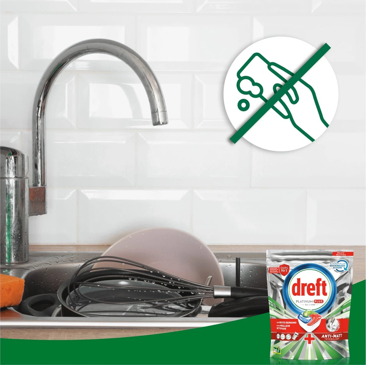 Dreft Platinum Plus All In One Vaatwastabletten - Deep Clean - Voordeelverpakking 4 X 38 Stuks 8 Dreft Platinum Plus All In One Vaatwastabletten - Deep Clean - Voordeelverpakking 4 X 38 Stuks - Afbeelding 8