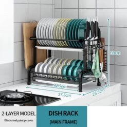 Merkloos Afdruiprek - Afdruiprek Met Lekbak - Afwas - Metaal - Zwart - RVS Afwasrek -Dagelijkse Benodigdheden Winkel 1200x1200 1284