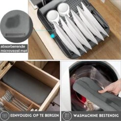 Afdruiprek Met Lekbak - Inclusief Afdruipmat - Opvouwbaar - Afwasrek Met Uitneembare Bestekhouder - Voor Bestek, Borden, Pannen En Schalen -Dagelijkse Benodigdheden Winkel 1200x1200 1416