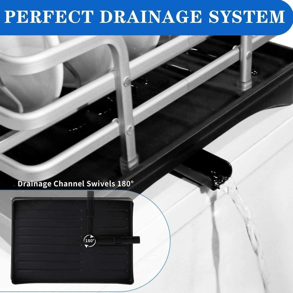 Doogo® Afdruiprek Met Bestekkorf En Lekbak Voor Keukenborden En Bestek Afdruiprek Met Draaibare Uitloop 2 Doogo® Afdruiprek Met Bestekkorf En Lekbak Voor Keukenborden En Bestek Afdruiprek Met Draaibare Uitloop - Afbeelding 2