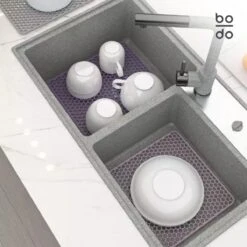 BODO Gootsteenmat Siliconen Donker Grijs - 34.5 X 34.5 Cm - Keuken Accessoires - Gootsteen Beschermer - Onderzetters Siliconen - Anti Kras -Dagelijkse Benodigdheden Winkel 1200x1200 1685