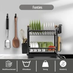 Afdruiprek - Zwart/ Met Flexibele Water Afvoer/ Borden, Pannen Bestek/ RVS/ Lichtgewicht/ Lekbak/ Luxe Uitvoering 11 Afdruiprek - Zwart/ Met Flexibele Water Afvoer/ Borden, Pannen Bestek/ RVS/ Lichtgewicht/ Lekbak/ Luxe Uitvoering -Dagelijkse Benodigdheden Winkel 1200x1200 1733