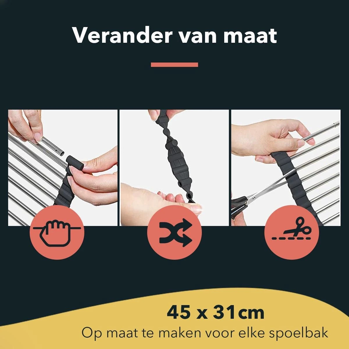 HYP. Afdruiprek Voor Afwas RVS - Pannen Rooster Hittebestendig - Afdruiprooster - Pannenonderzetter - Afkoelrooster - Camping - Rolmat 2 HYP. Afdruiprek Voor Afwas RVS - Pannen Rooster Hittebestendig - Afdruiprooster - Pannenonderzetter - Afkoelrooster - Camping - Rolmat - Afbeelding 2