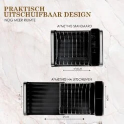 MIRI Afdruiprek – Afwasrek – Uitschuifbaar – Met Lekbak In Gootsteen – Afwas – Roestvrij Staal – Zwart 10 MIRI Afdruiprek – Afwasrek – Uitschuifbaar – Met Lekbak In Gootsteen – Afwas – Roestvrij Staal – Zwart -Dagelijkse Benodigdheden Winkel 1200x1200 1754