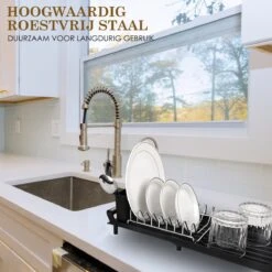 MIRI Afdruiprek – Afwasrek – Uitschuifbaar – Met Lekbak In Gootsteen – Afwas – Roestvrij Staal – Zwart 12 MIRI Afdruiprek – Afwasrek – Uitschuifbaar – Met Lekbak In Gootsteen – Afwas – Roestvrij Staal – Zwart -Dagelijkse Benodigdheden Winkel 1200x1200 1755