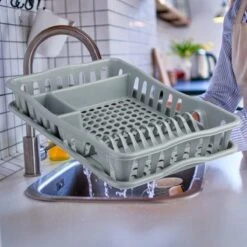 Merkloos Decopatent® Afdruiprek Voor Afwas - Afdruiprekje Met Lekbak - Kunststof Afdruipmat - Afwassen Borden & Bestek - 32.5x49x9 - Grijs -Dagelijkse Benodigdheden Winkel 1200x1200 1765