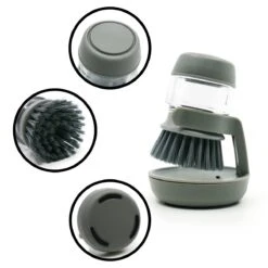 In Round Afwasborstel Met Zeepdispenser / Zeepreservoir – Inclusief Houder – Grijs – Afwas Borstel – Zeep Handborstel – Doseerpomp – Afwasmiddel Dispenser – Navulbaar -Dagelijkse Benodigdheden Winkel 1200x1200 1808