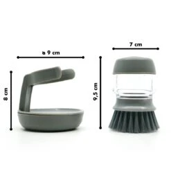 In Round Afwasborstel Met Zeepdispenser / Zeepreservoir – Inclusief Houder – Grijs – Afwas Borstel – Zeep Handborstel – Doseerpomp – Afwasmiddel Dispenser – Navulbaar -Dagelijkse Benodigdheden Winkel 1200x1200 1809