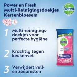 Dettol - Schoonmaakdoekjes - Power & Fresh - Kersenbloesem - 80 Stuks X8 8 Dettol - Schoonmaakdoekjes - Power & Fresh - Kersenbloesem - 80 Stuks X8 -Dagelijkse Benodigdheden Winkel 1200x1200 2074