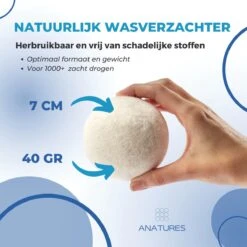 ANATURES Wollen XL Drogerballen 6 Stuks In Opbergmand – Herbruikbare Droogballen Wasdroger – Nieuw Zeelands RWS Schaapswol - Wasdrogerballen Duurzaam – Natuurlijke Wasverzachter -Dagelijkse Benodigdheden Winkel 1200x1200 72