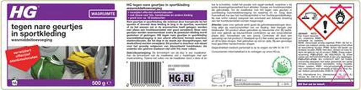 HG Tegen Nare Geurtjes In Sportkleding Wasmiddeltoevoeging - 500gr - Ook Bruikbaar Voor Handdoeken En Andere Kleding - Elimineert 100% Stankmoleculen - Biologisch Afbreekbaar 2 HG Tegen Nare Geurtjes In Sportkleding Wasmiddeltoevoeging - 500gr - Ook Bruikbaar Voor Handdoeken En Andere Kleding - Elimineert 100% Stankmoleculen - Biologisch Afbreekbaar - Afbeelding 2