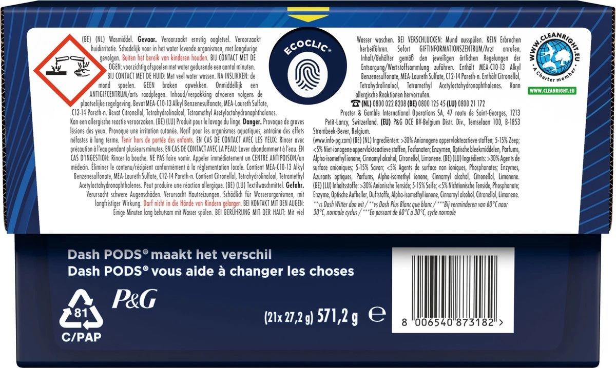 Dash Platinum Pods +Vlekverwijderingskracht- Kleur - Wascapules - 4 X 21 Wasbeurten Voordeelverpakking 2 Dash Platinum Pods +Vlekverwijderingskracht- Kleur - Wascapules - 4 X 21 Wasbeurten Voordeelverpakking - Afbeelding 2