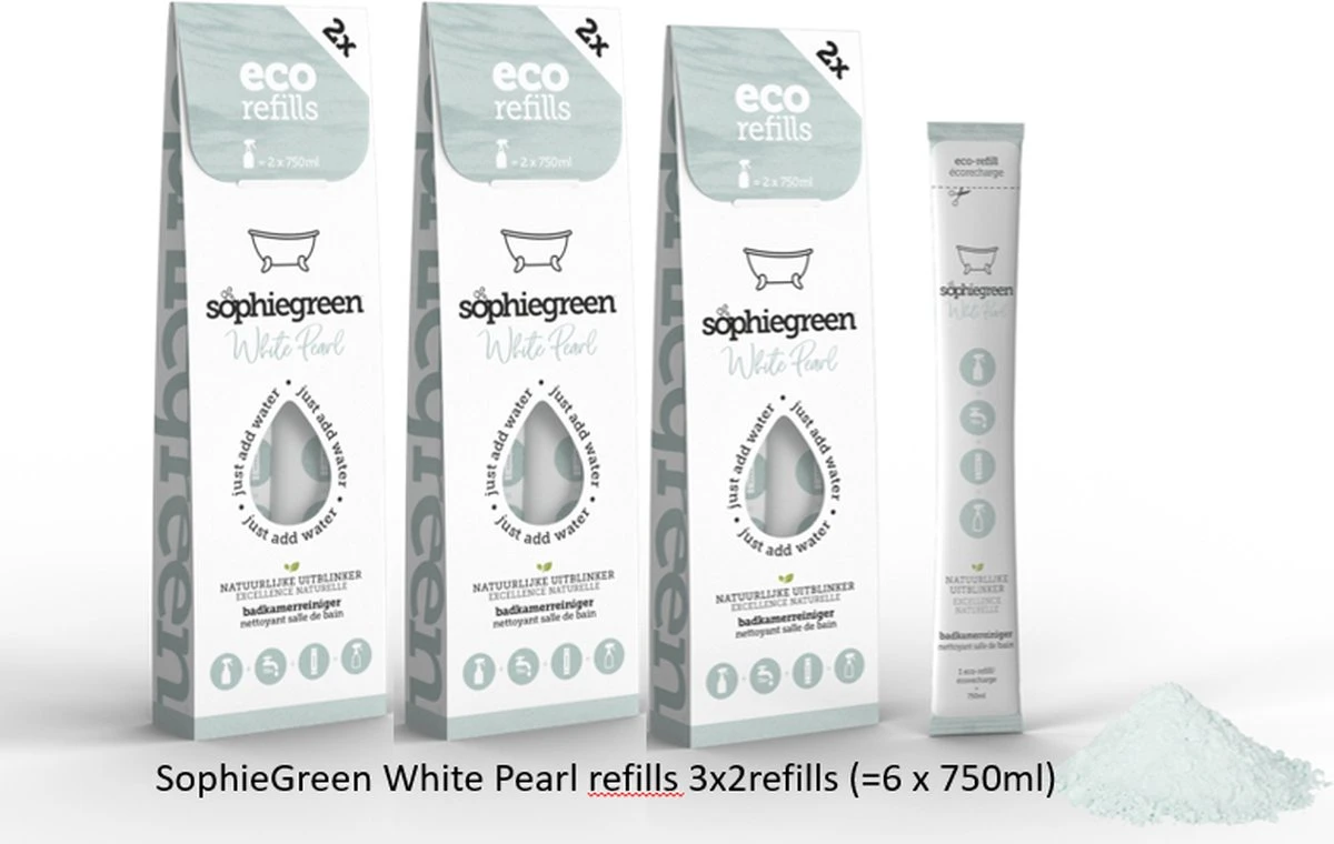 SophieGreen White Pearl Badkamerreiniger 3x2 Navullingen (=6x750 Ml) 1 SophieGreen White Pearl Badkamerreiniger 3x2 Navullingen (=6x750 Ml)