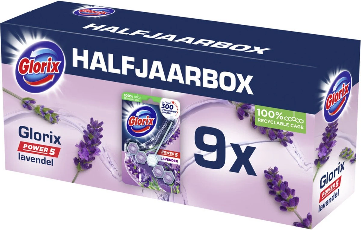 Glorix Power 5 Toiletblokken - Lavendel - 9 Stuks - Voordeelverpakking 7 Glorix Power 5 Toiletblokken - Lavendel - 9 Stuks - Voordeelverpakking - Afbeelding 7