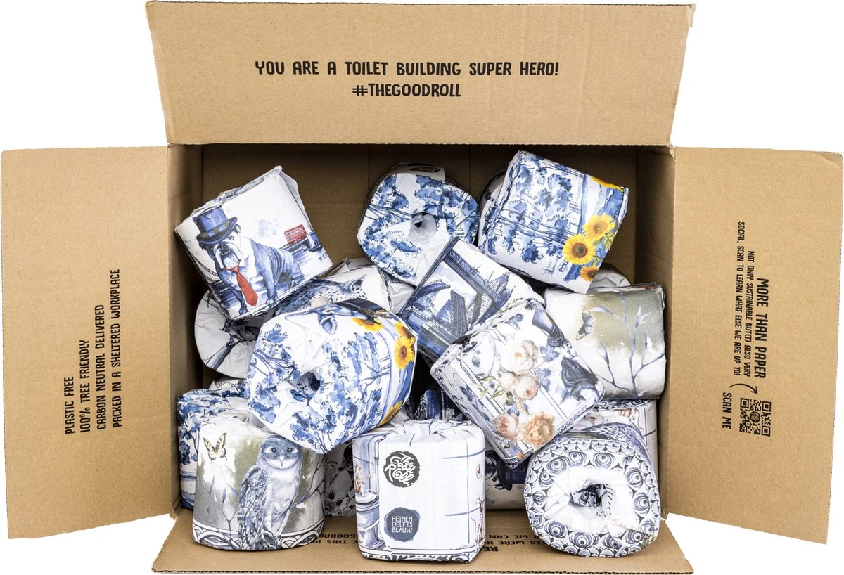 The Good Roll - WC Papier - 24 Stuks - 250 Vellen - 3 Laags - Heinen Delfts Blauw 1 The Good Roll - WC Papier - 24 Stuks - 250 Vellen - 3 Laags - Heinen Delfts Blauw