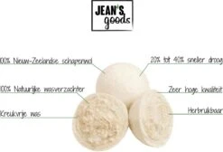 Jean's Goods Drogerballen - Droogballen - Wasdrogerballen - Wasdroger Ballen - Wasbol - Wasbollen - Wasballen - Energiebesparende Producten - Energiebesparend - Duurzaam Cadeau - RWS Wol - Zero Waste - Wasverzachter - Beige - 6 Stuks -Dagelijkse Benodigdheden Winkel 1200x818