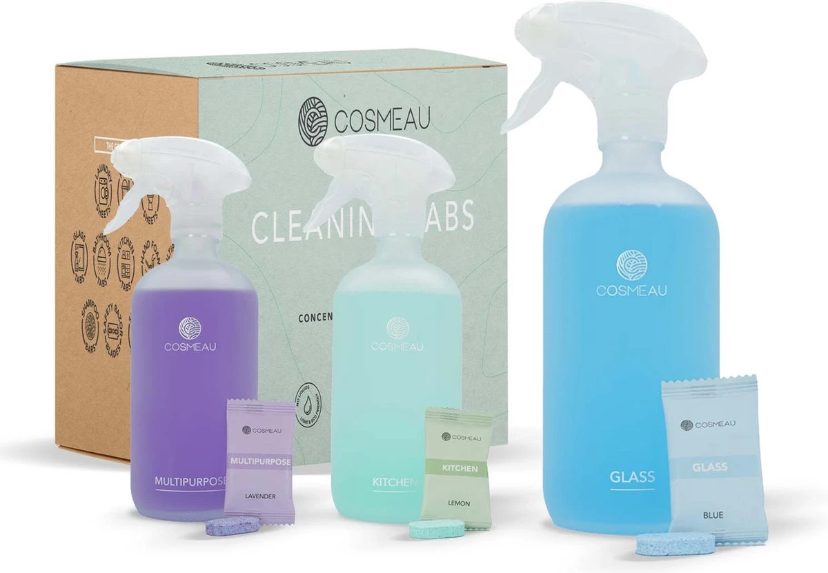 Cosmeau Schoonmaakmiddel Tabletten Cleaning Tabs Schoonmaak Tabs - Keukenreiniger - Badkamerreiniger Sanitair- Glasreiniger 1 Cosmeau Schoonmaakmiddel Tabletten Cleaning Tabs Schoonmaak Tabs - Keukenreiniger - Badkamerreiniger Sanitair- Glasreiniger