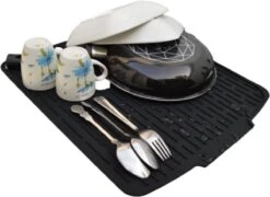 HOMYHON Afdruipmat -Afdruipmat Siliconen -Pannenonderzetter- Antislip -Hittebestendig - Aanrecht Mat -Siliconen Mat - 40 X 46 Cm - Zwart -Dagelijkse Benodigdheden Winkel 1200x876 1