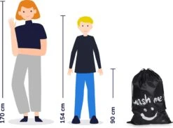 Wonair - Grote Waszak - Laundry Bag - Wash Me - 60x90cm - Zwart - Met Trekkoord -Dagelijkse Benodigdheden Winkel 1200x891